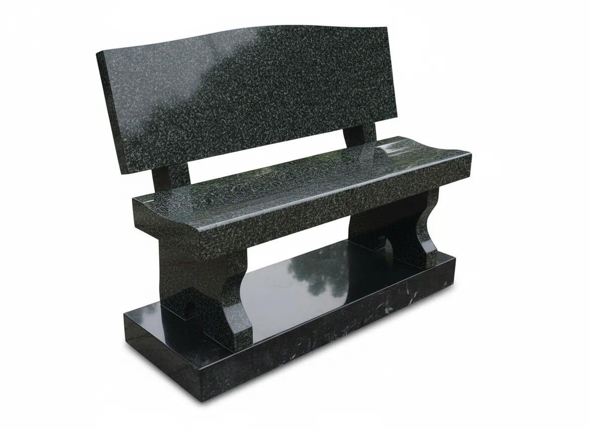 Green Granite Bench with Backrest