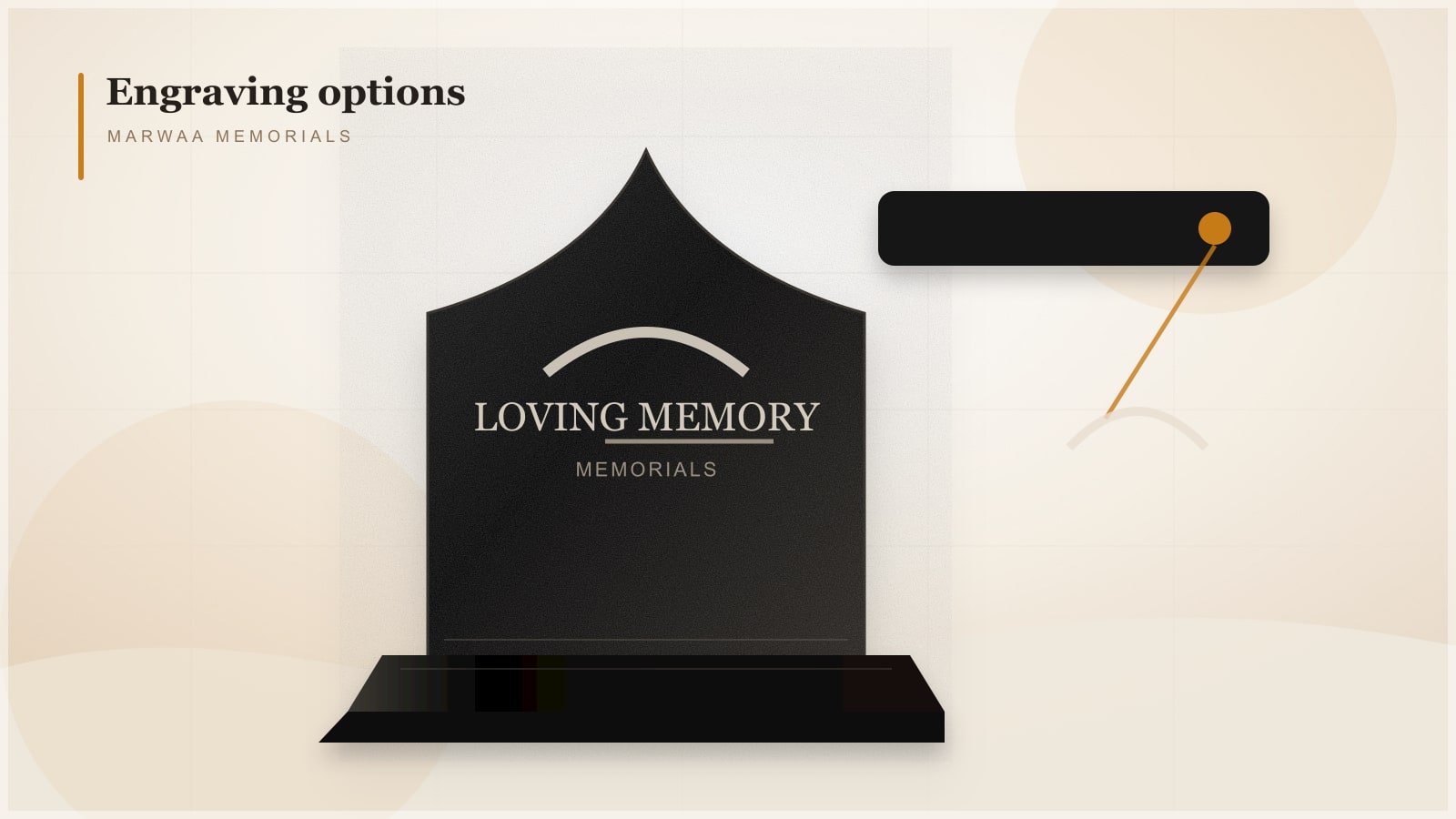 Person reviewing granite headstone design options including shape, inscription layout and granite color on screen