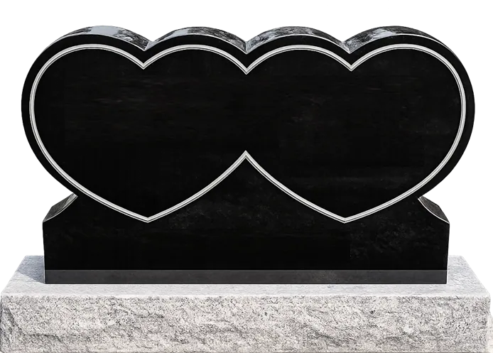 Double Heart Black Granite Monument