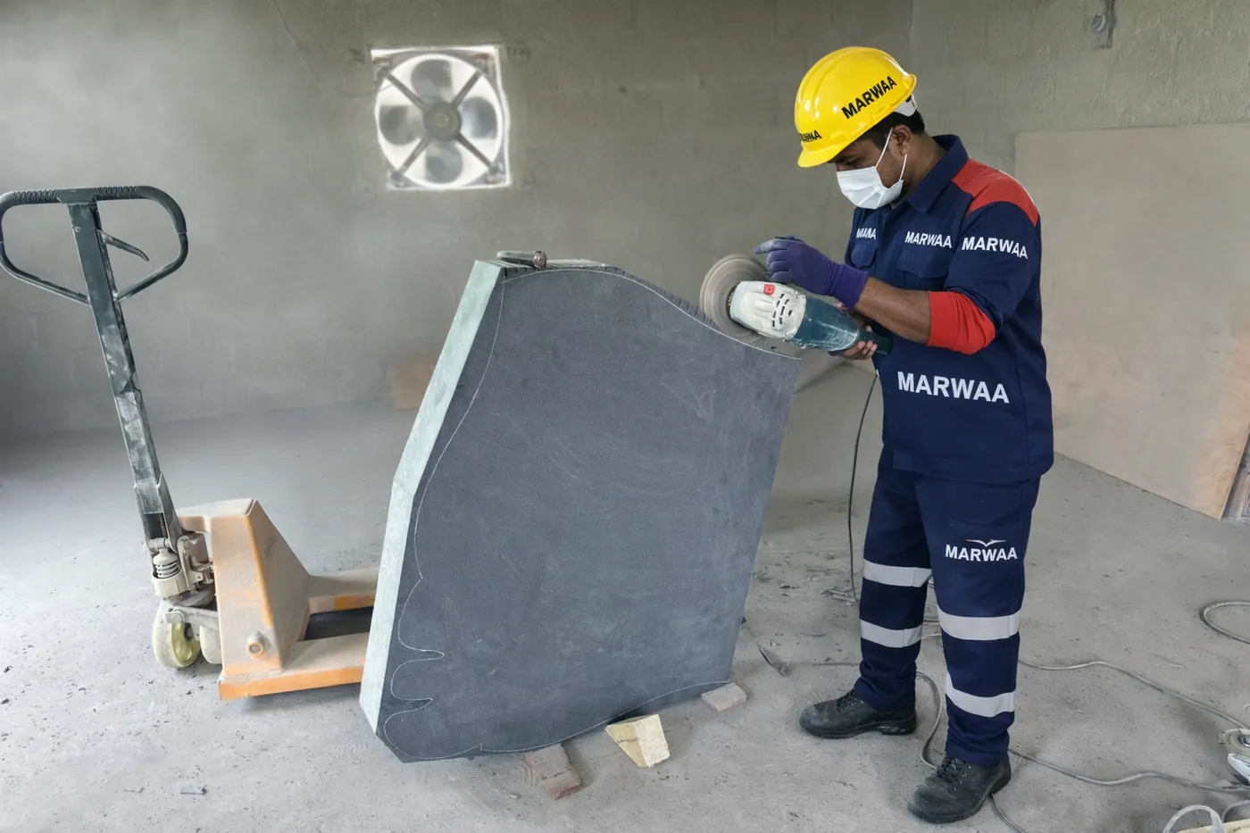 Grinding room - headstone shaping and finishing