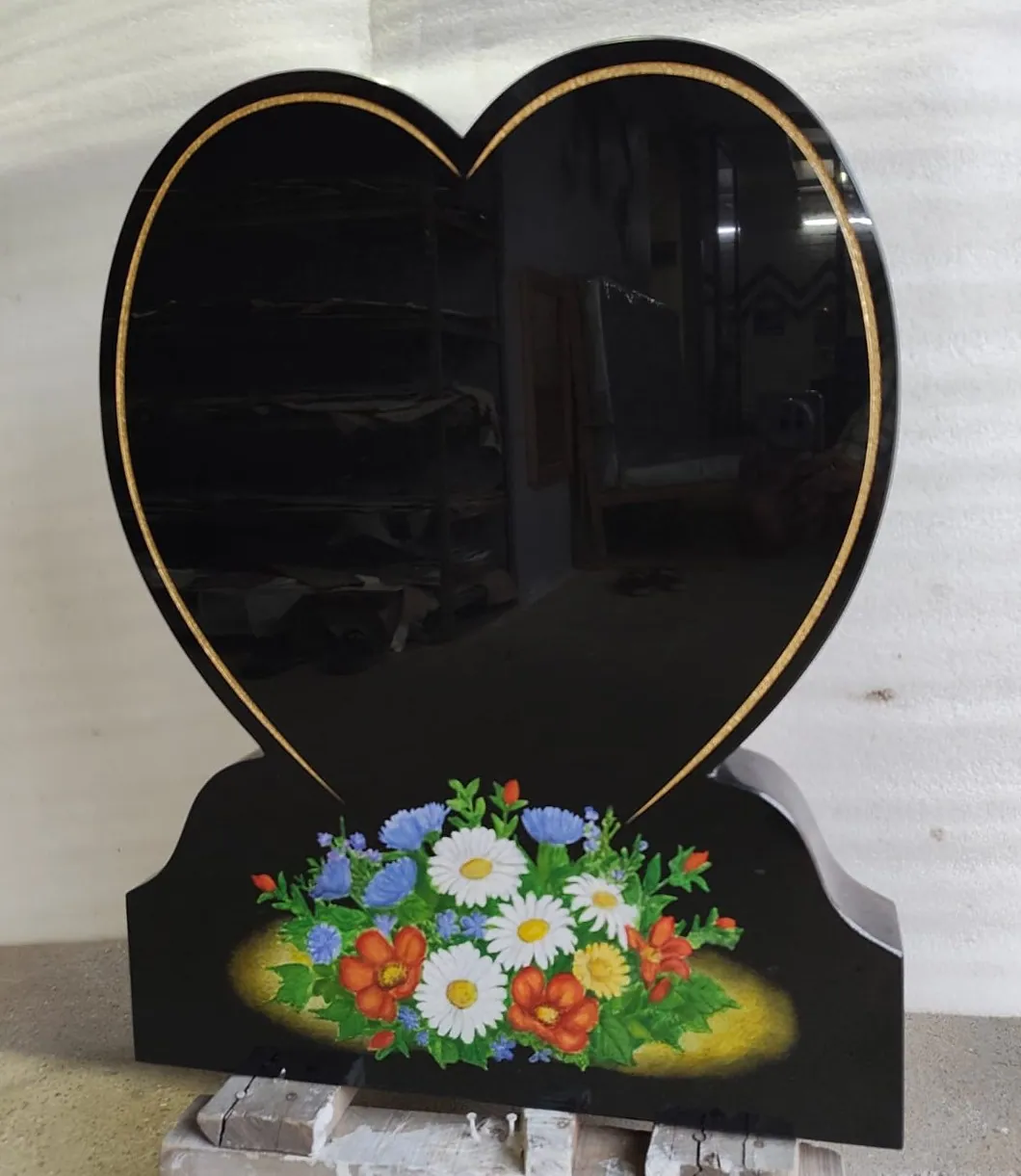 Heart Headstone with Coloured Sandblasting