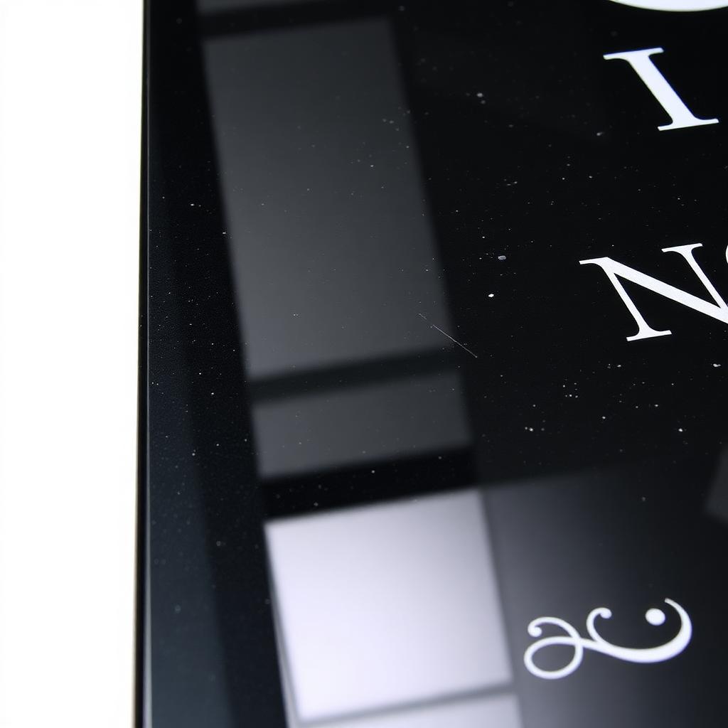 Close-up of sandblasted V-sunk lettering on a polished granite headstone